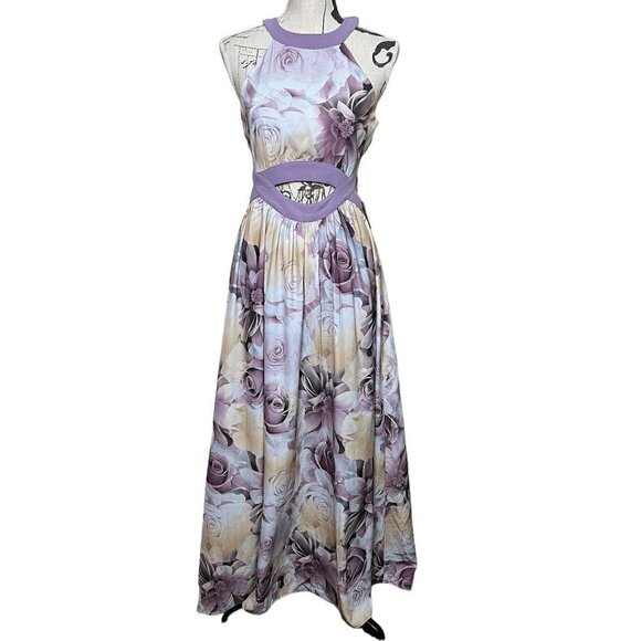 Three Bird Nest Purple Floral Maxi Dress - Picture 1 of 12